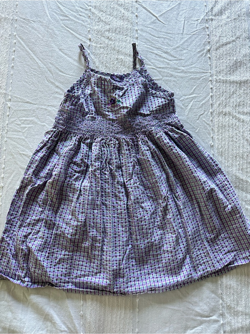 Vintage OshKosh B'gosh Purple Plaid Smocked Sundress